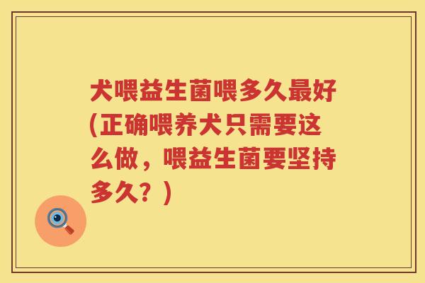 犬喂益生菌喂多久好(正确喂养犬只需要这么做,喂益生菌要坚持多久?) 犬喂益生菌喂多久好(正确喂养犬只需要这么做,喂益生菌要坚持多久?)