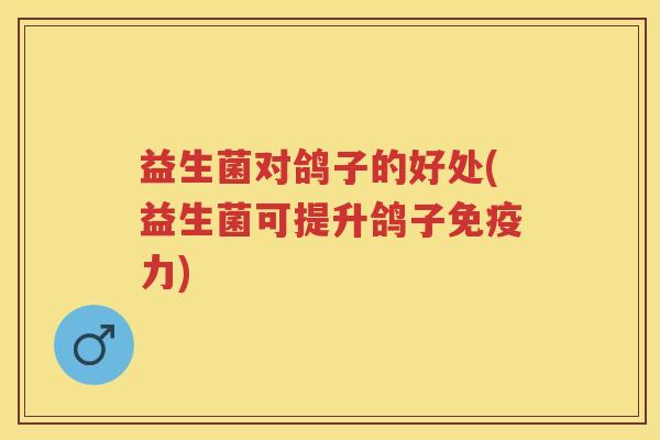 益生菌对鸽子的好处(益生菌可提升鸽子力) 益生菌对鸽子的好处(益生菌可提升鸽子力)