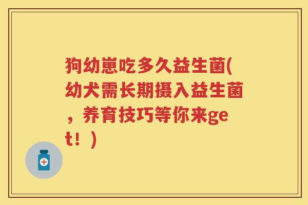 狗幼崽吃多久益生菌(幼犬需长期摄入益生菌,养育技巧等你来get!) 狗幼崽吃多久益生菌(幼犬需长期摄入益生菌,养育技巧等你来get!)