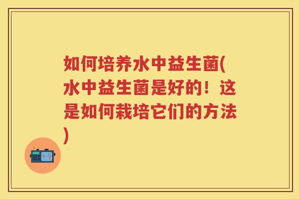 如何培养水中益生菌(水中益生菌是好的!这是如何栽培它们的方法) 如何培养水中益生菌(水中益生菌是好的!这是如何栽培它们的方法)