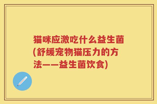 猫咪应激吃什么益生菌(舒缓宠物猫压力的方法——益生菌饮食)