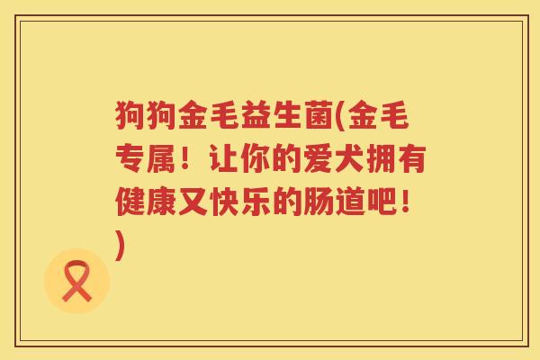 狗狗金毛益生菌(金毛专属！让你的爱犬拥有健康又快乐的肠道吧！)