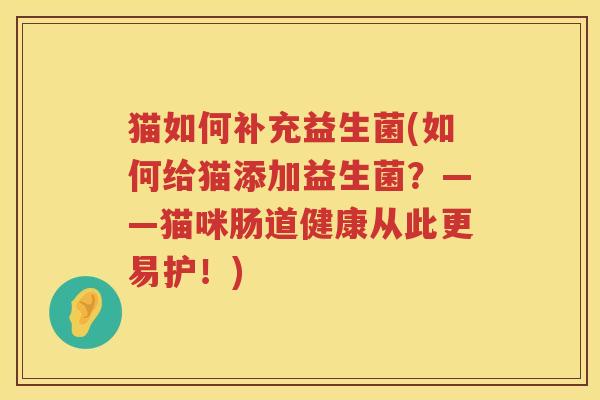 猫如何补充益生菌(如何给猫添加益生菌?——猫咪肠道健康从此更易护!) 猫如何补充益生菌(如何给猫添加益生菌?——猫咪肠道健康从此更易护!)