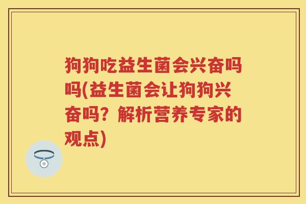 狗狗吃益生菌会兴奋吗吗(益生菌会让狗狗兴奋吗?解析营养专家的观点) 狗狗吃益生菌会兴奋吗吗(益生菌会让狗狗兴奋吗?解析营养专家的观点)