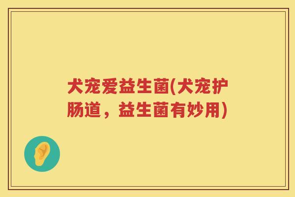 犬宠爱益生菌(犬宠护肠道,益生菌有妙用) 犬宠爱益生菌(犬宠护肠道,益生菌有妙用)