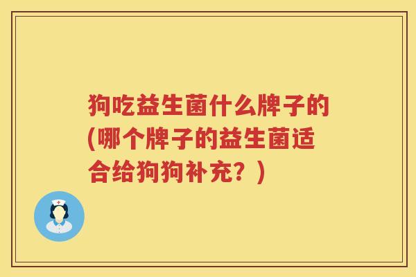 狗吃益生菌什么牌子的(哪个牌子的益生菌适合给狗狗补充?) 狗吃益生菌什么牌子的(哪个牌子的益生菌适合给狗狗补充?)