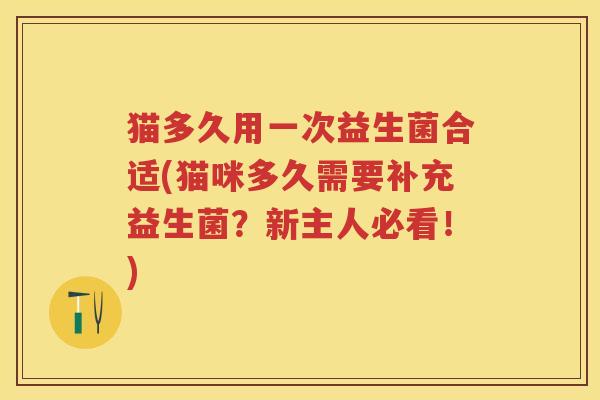 猫多久用一次益生菌合适(猫咪多久需要补充益生菌？新主人必看！)