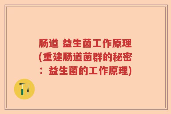 肠道 益生菌工作原理(重建肠道菌群的秘密：益生菌的工作原理)