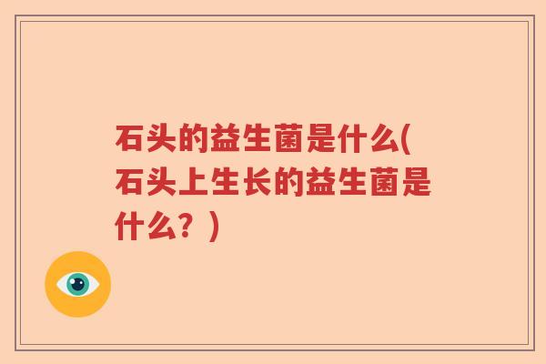石头的益生菌是什么(石头上生长的益生菌是什么?) 石头的益生菌是什么(石头上生长的益生菌是什么?)