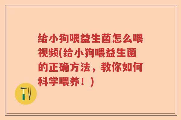给小狗喂益生菌怎么喂视频(给小狗喂益生菌的正确方法,教你如何科学喂养!) 给小狗喂益生菌怎么喂视频(给小狗喂益生菌的正确方法,教你如何科学喂养!)