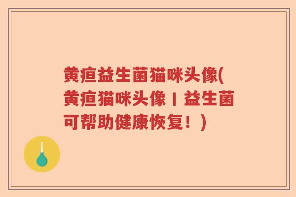黄疸益生菌猫咪头像(黄疸猫咪头像丨益生菌可帮助健康恢复!) 黄疸益生菌猫咪头像(黄疸猫咪头像丨益生菌可帮助健康恢复!)