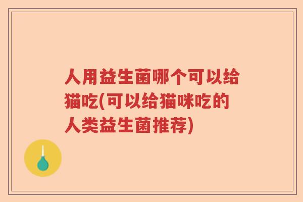 人用益生菌哪个可以给猫吃(可以给猫咪吃的人类益生菌推荐) 人用益生菌哪个可以给猫吃(可以给猫咪吃的人类益生菌推荐)