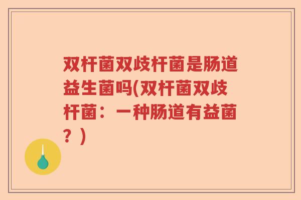 双杆菌双歧杆菌是肠道益生菌吗(双杆菌双歧杆菌：一种肠道有益菌？)