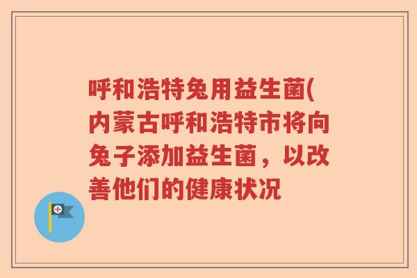 呼和浩特兔用益生菌(内蒙古呼和浩特市将向兔子添加益生菌，以改善他们的健康状况