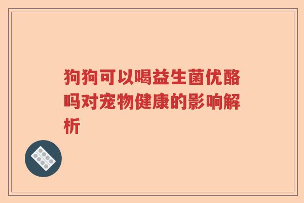 狗狗可以喝益生菌优酪吗对宠物健康的影响解析 狗狗可以喝益生菌优酪吗对宠物健康的影响解析