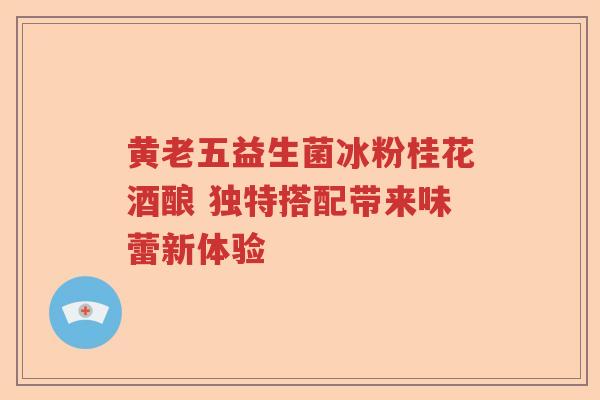 黄老五益生菌冰粉桂花酒酿 独特搭配带来味蕾新体验 黄老五益生菌冰粉桂花酒酿 独特搭配带来味蕾新体验