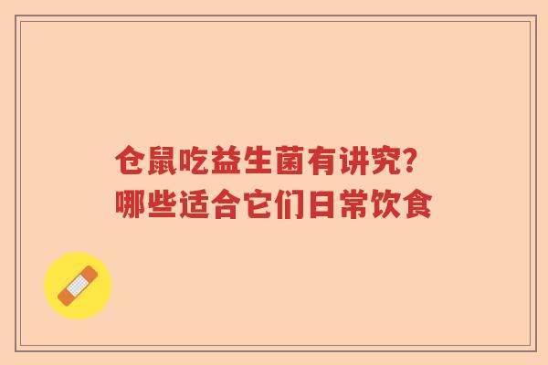 仓鼠吃益生菌有讲究?哪些适合它们日常饮食 仓鼠吃益生菌有讲究?哪些适合它们日常饮食