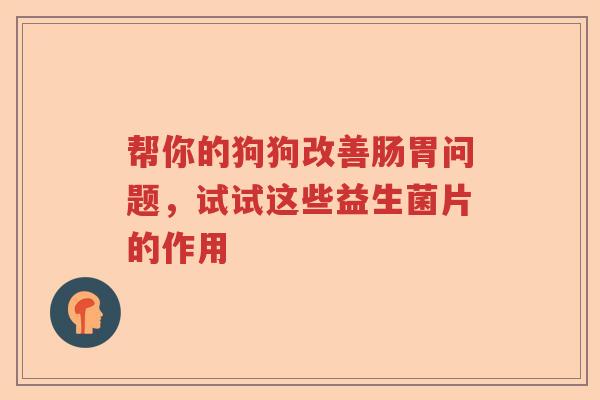帮你的狗狗改善肠胃问题,试试这些益生菌片的作用 帮你的狗狗改善肠胃问题,试试这些益生菌片的作用
