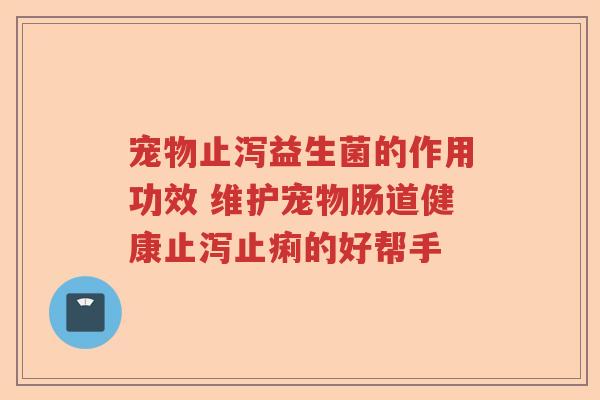 宠物止泻益生菌的作用功效 维护宠物肠道健康止泻止痢的好帮手