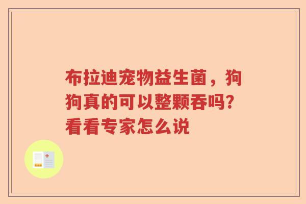 布拉迪宠物益生菌，狗狗真的可以整颗吞吗？看看专家怎么说