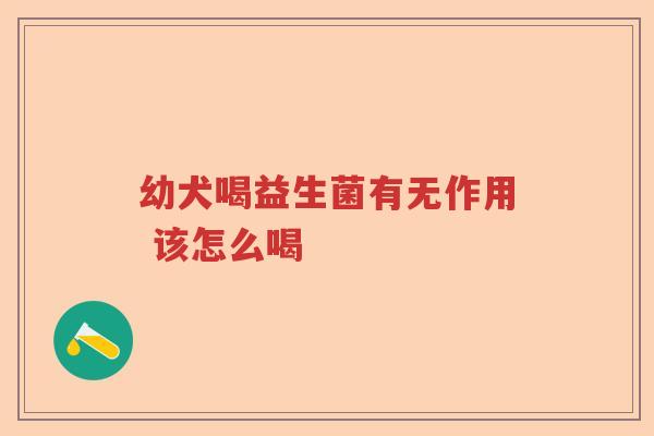幼犬喝益生菌有无作用 该怎么喝