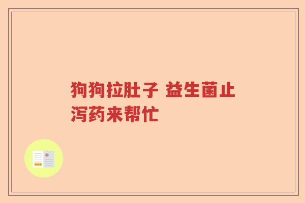 狗狗拉肚子 益生菌止泻药来帮忙 狗狗拉肚子 益生菌止泻药来帮忙