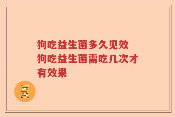 狗吃益生菌多久见效 狗吃益生菌需吃几次才有效果 狗吃益生菌多久见效 狗吃益生菌需吃几次才有效果