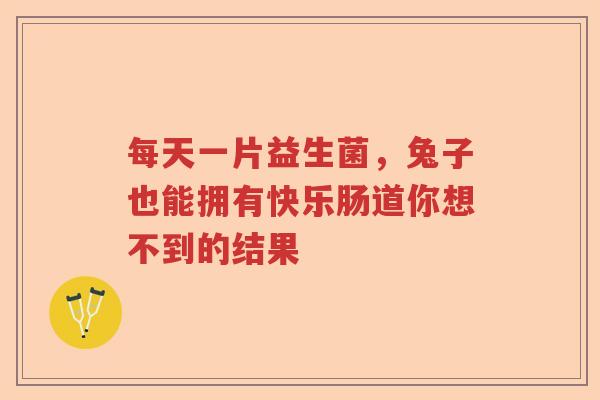 每天一片益生菌,兔子也能拥有快乐肠道你想不到的结果 每天一片益生菌,兔子也能拥有快乐肠道你想不到的结果