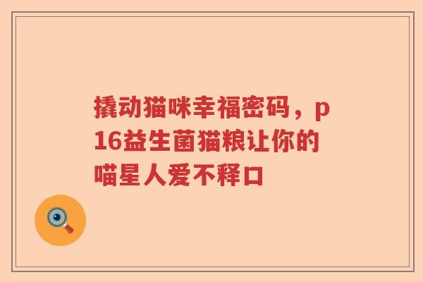 撬动猫咪幸福密码，p16益生菌猫粮让你的喵星人爱不释口