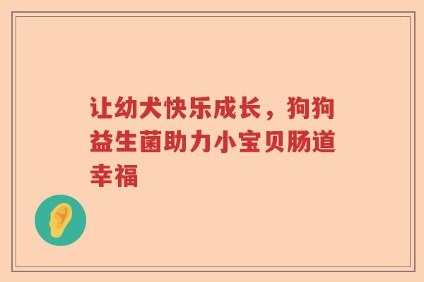让幼犬快乐成长，狗狗益生菌助力小宝贝肠道幸福