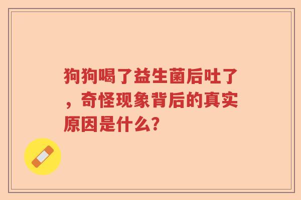 狗狗喝了益生菌后吐了,奇怪现象背后的真实原因是什么? 狗狗喝了益生菌后吐了,奇怪现象背后的真实原因是什么?